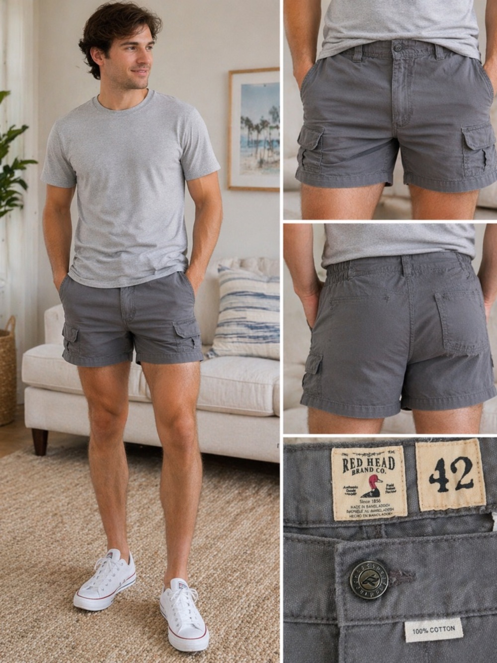 RedHead Gray Cargo Shorts 42 100% Cotton Casual